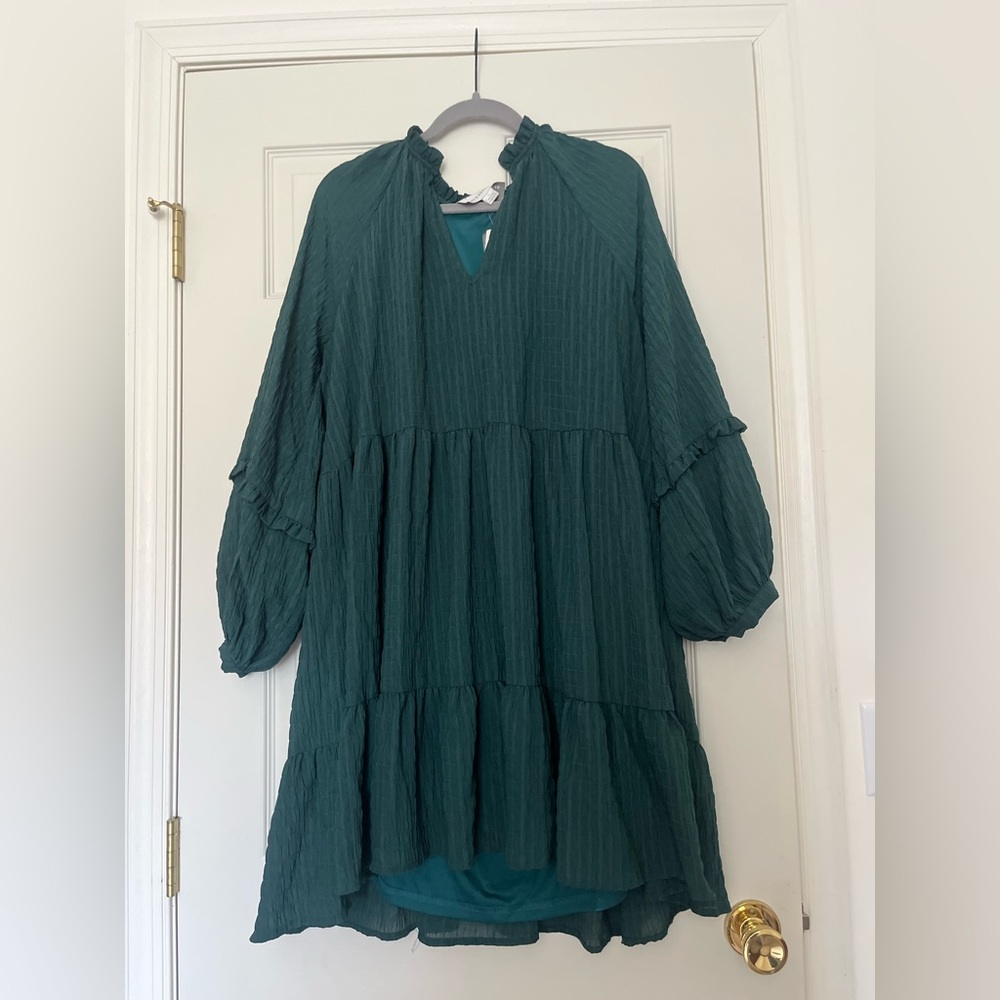 Elegant Teal Long Sleeve Dress